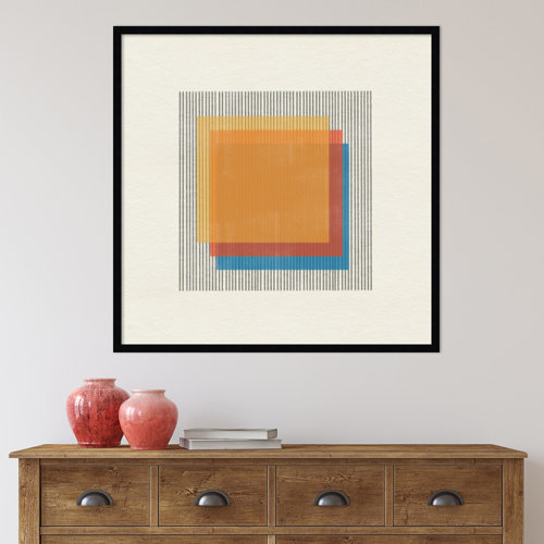 Midcentury Modern Squares No 1 by The MIUUS STUDIO Wood Framed Wall Art